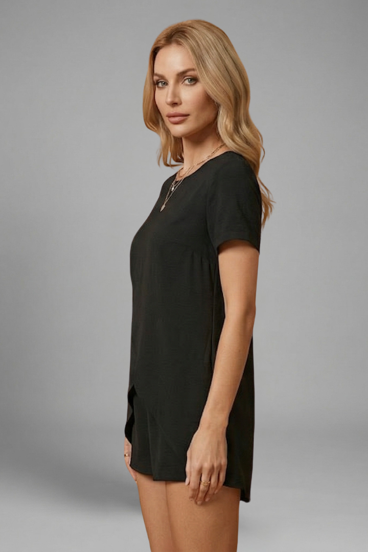 Women’s Lounge Set with Relaxed Fit and Short Sleeves
