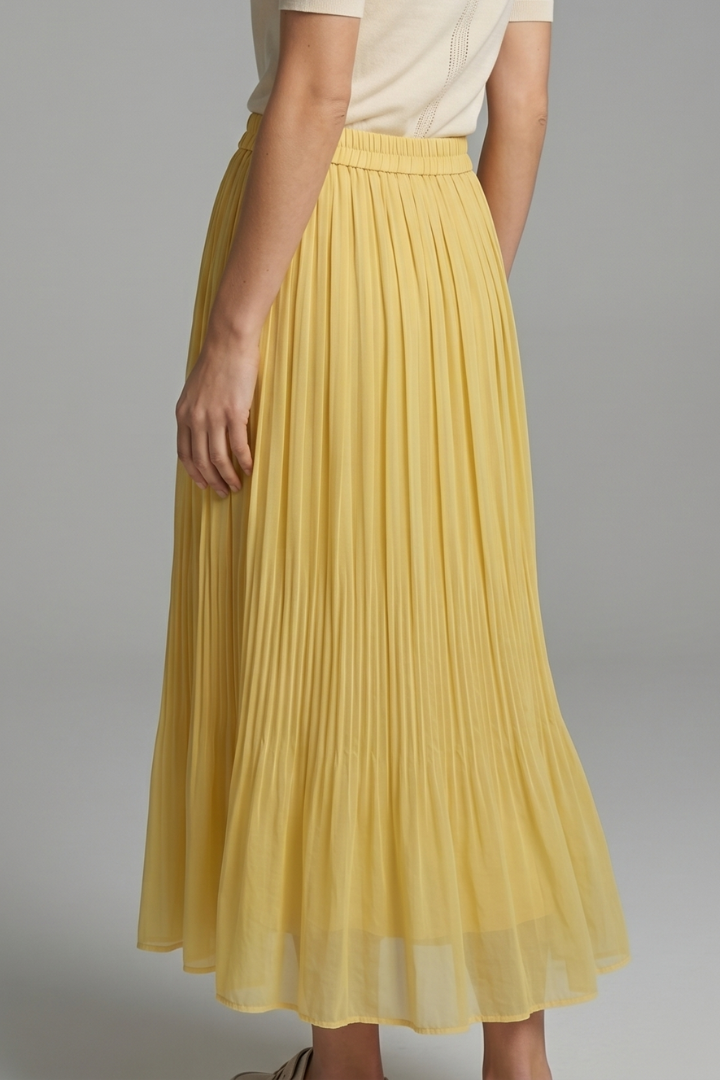 Women's Maxi Skirt with Elastic Waistband and Pleated Surface