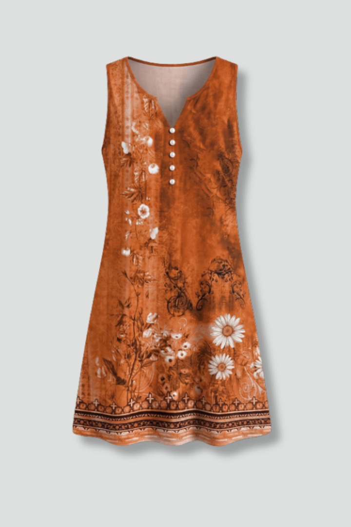 Women’s Mini Dress with V-Neck and Sleeveless Design