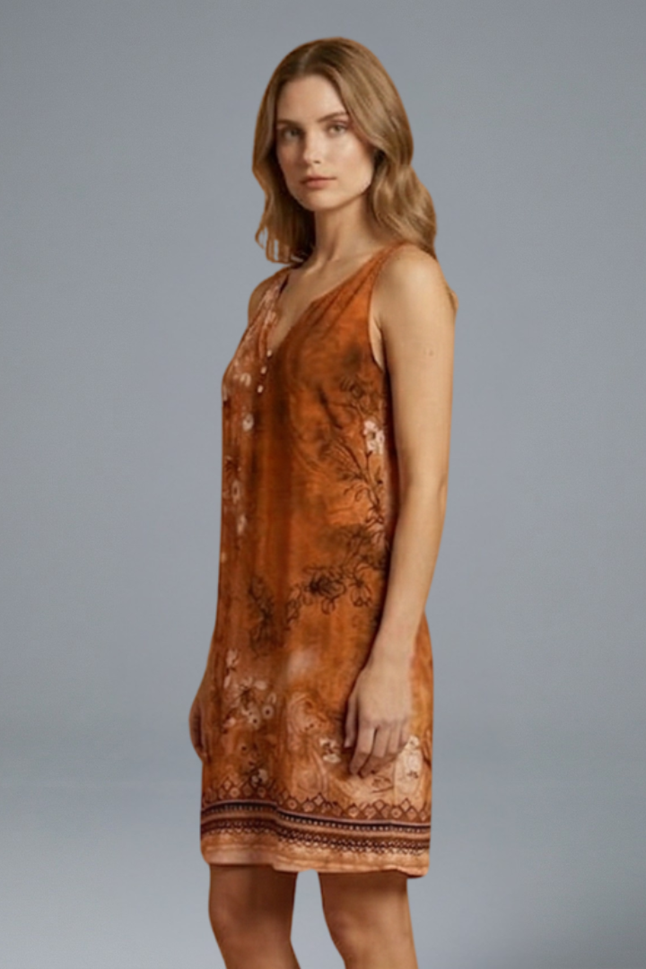 Women’s Mini Dress with V-Neck and Sleeveless Design