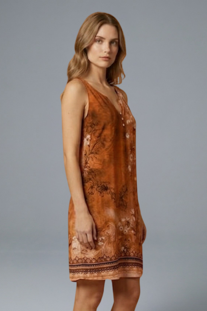 Women’s Mini Dress with V-Neck and Sleeveless Design