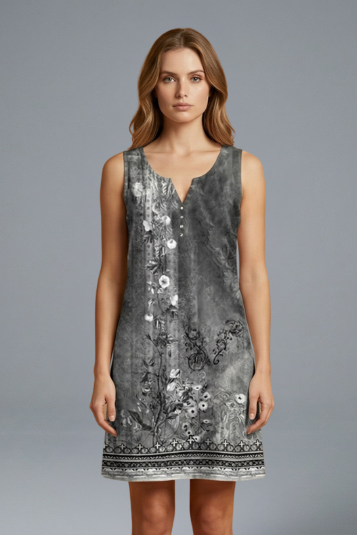 Women’s Mini Dress with V-Neck and Sleeveless Design