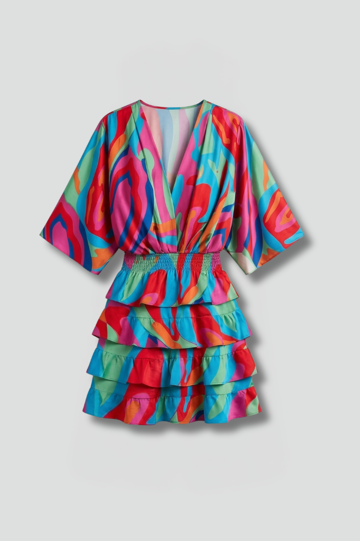 Women’s Mini Dress with Wrap Front and Ruffle Skirt