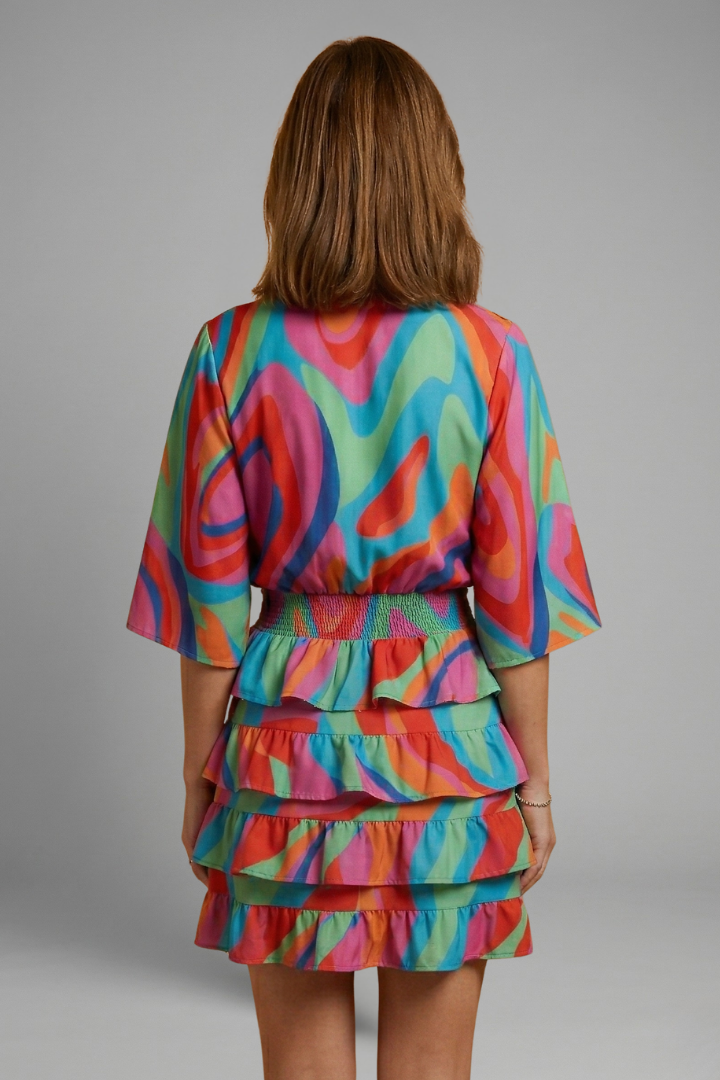 Women’s Mini Dress with Wrap Front and Ruffle Skirt