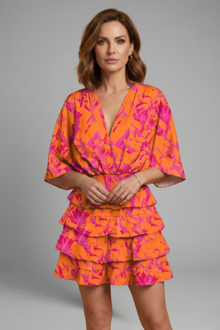 Women’s Mini Dress with Wrap Front and Ruffle Skirt