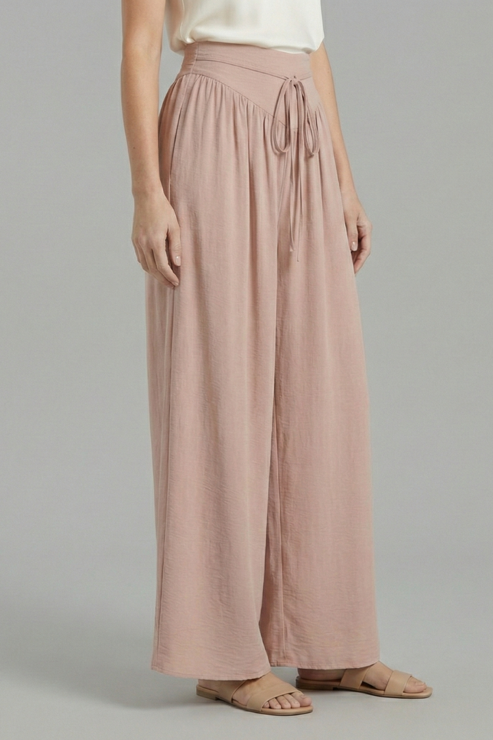 Women’s Palazzo Trousers with Elastic Waist and Drawstring