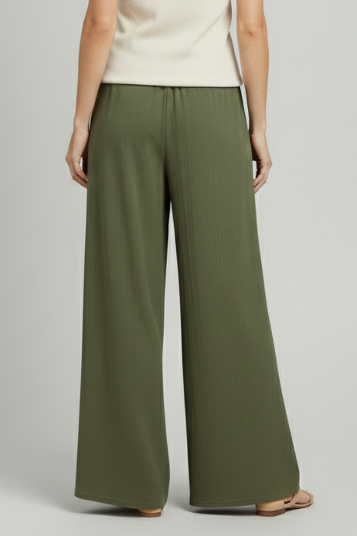Women’s Palazzo Trousers with Elastic Waist and Wide Legs
