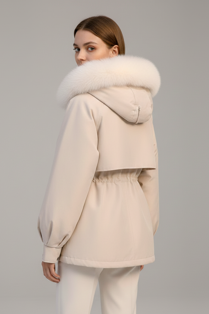 Women’s Parka Jacket with Hood and Drawcord