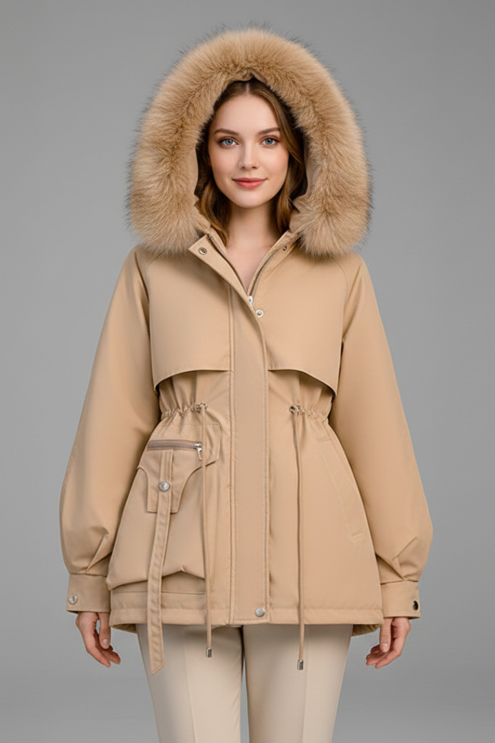 Women’s Parka Jacket with Hood and Drawcord