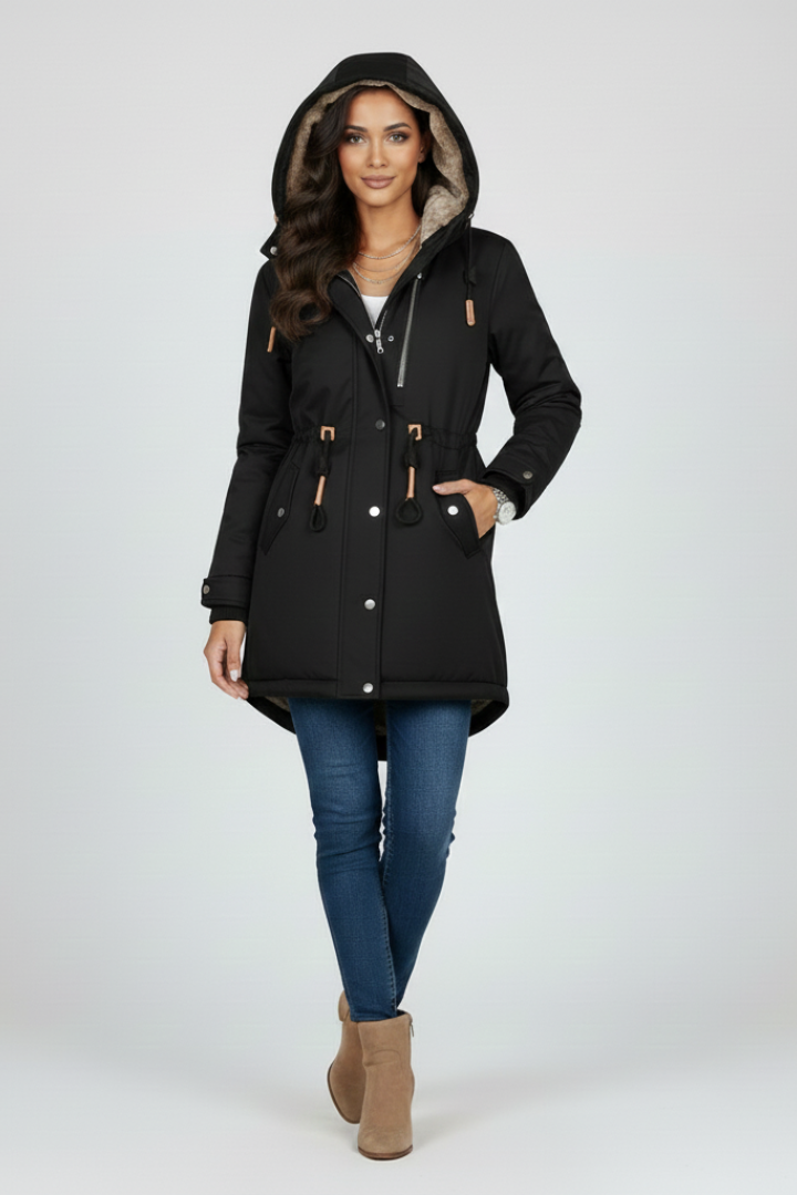 Women’s Parka with Hooded Design and Outer Layer Finish