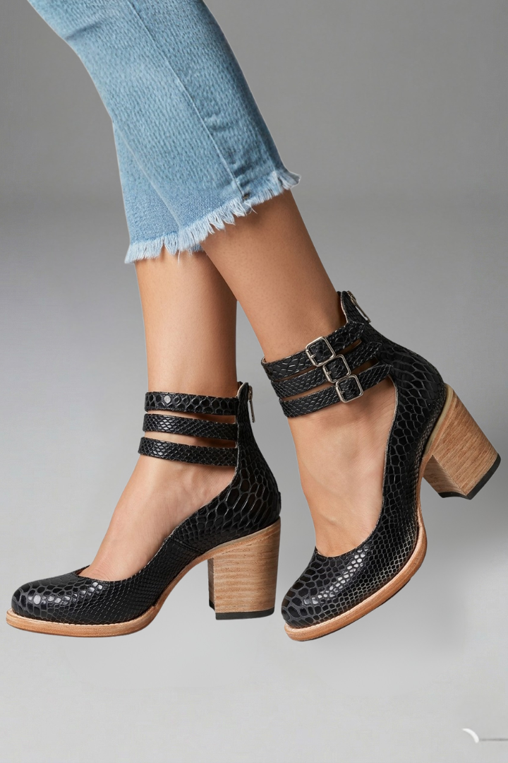Women’s Sandal Heels with Ankle Strap and Block Heel