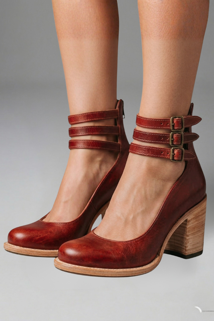 Women’s Sandal Heels with Ankle Strap and Block Heel