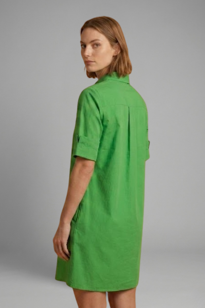 Women’s Shirt Dress with Button Closure and Side Pockets