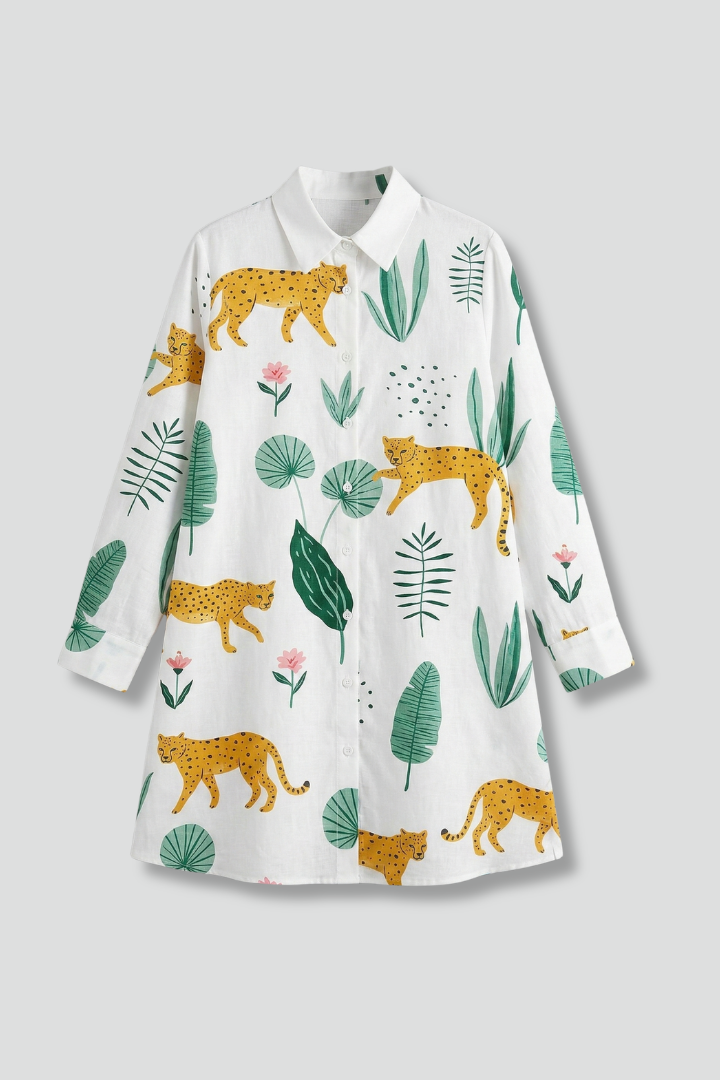 Women’s Shirt Dress with Collar and Long Sleeves