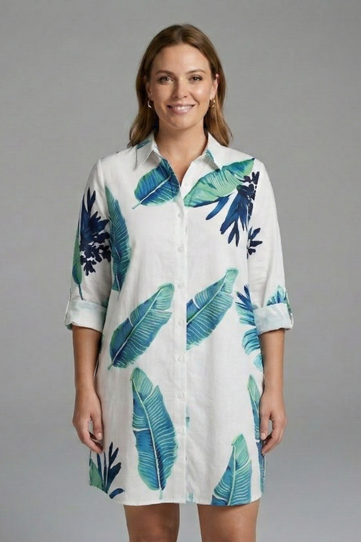 Women’s Shirt Dress with Collar and Long Sleeves