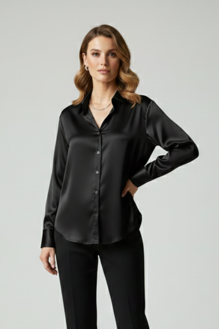 Women’s Shirt with Button Fastening and Collared Neck