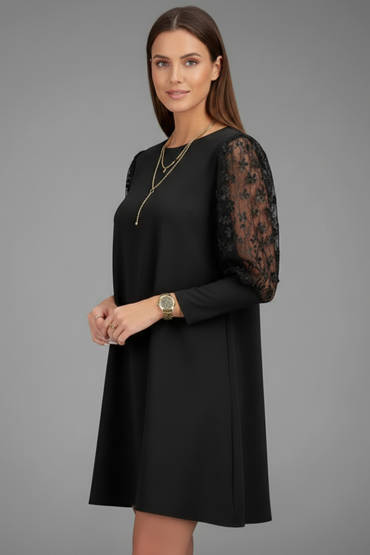 Women’s Short Dress with Lace Sleeves