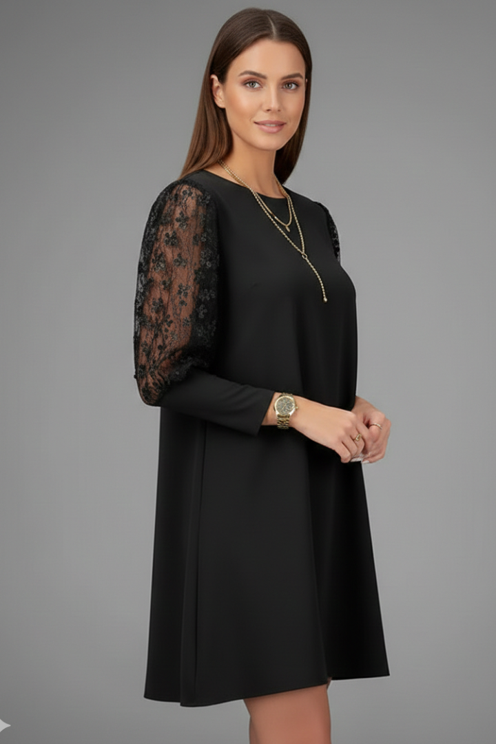 Women’s Short Dress with Lace Sleeves