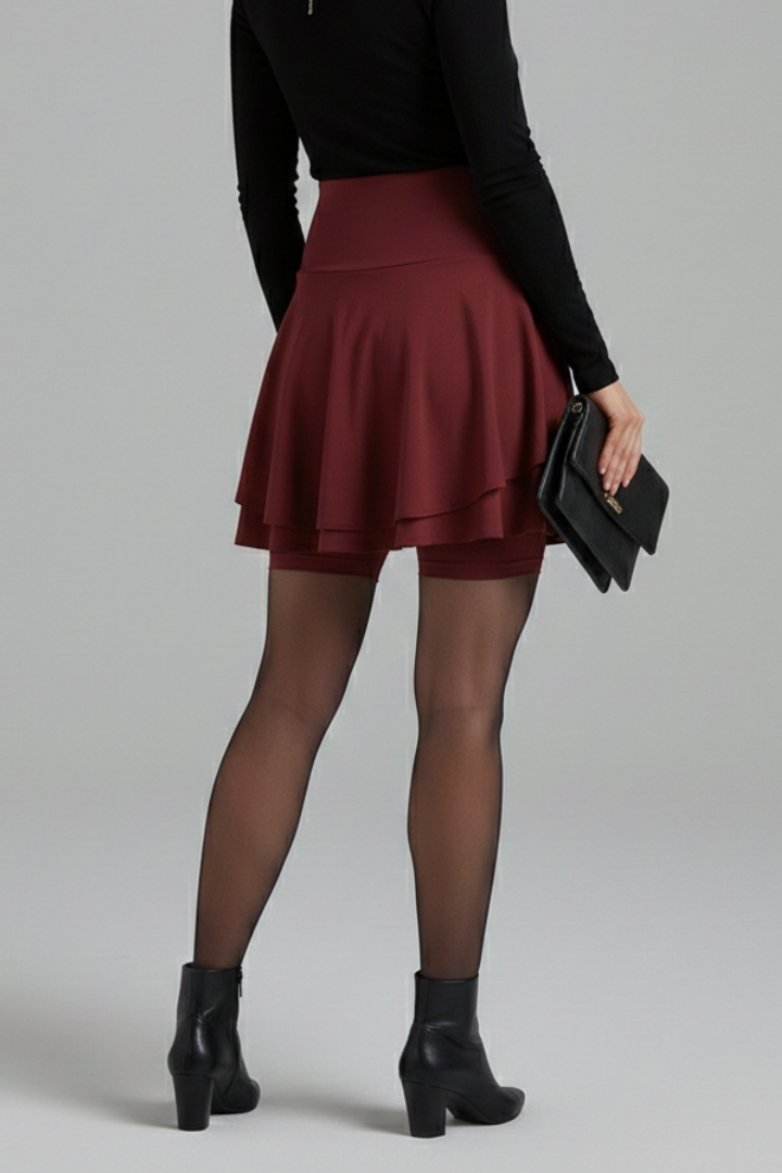 Women’s Skirt with High Waist and Built-In Shorts