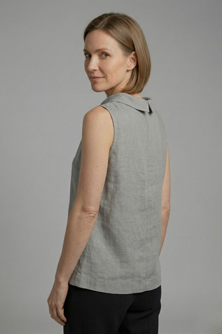 Women’s Sleeveless Top with Roll Neck and Straight Hem