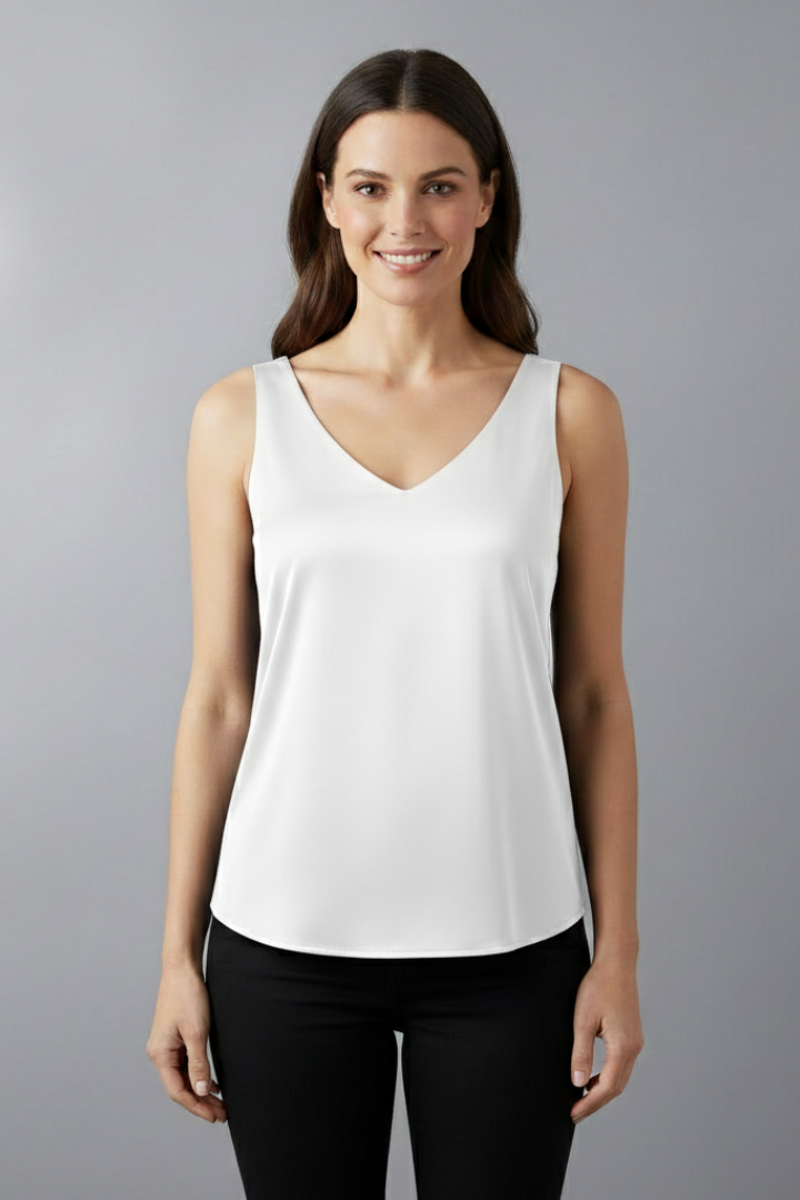 Women’s Sleeveless Top with V-Neck and Even Surface