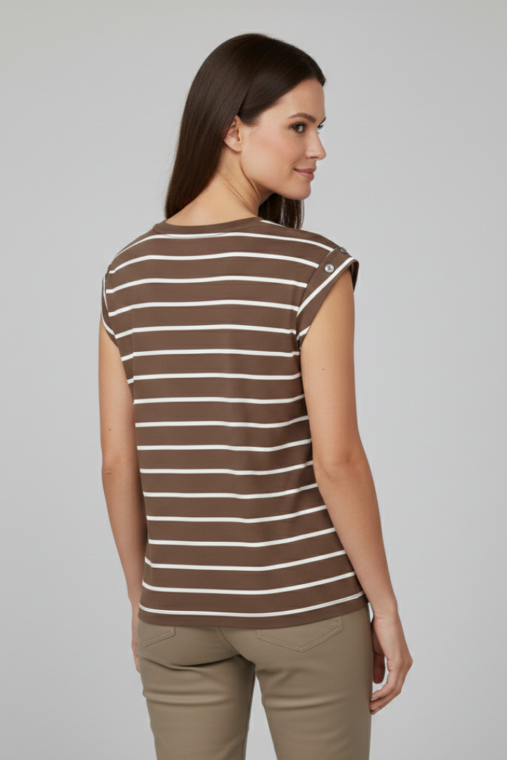 Women’s T-Shirt with Striped Pattern and Cap Sleeves
