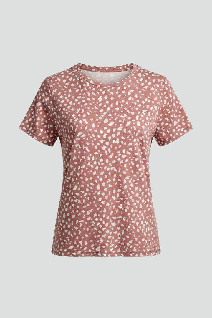 Women’s T-Shirt with V Neckline and Printed Surface