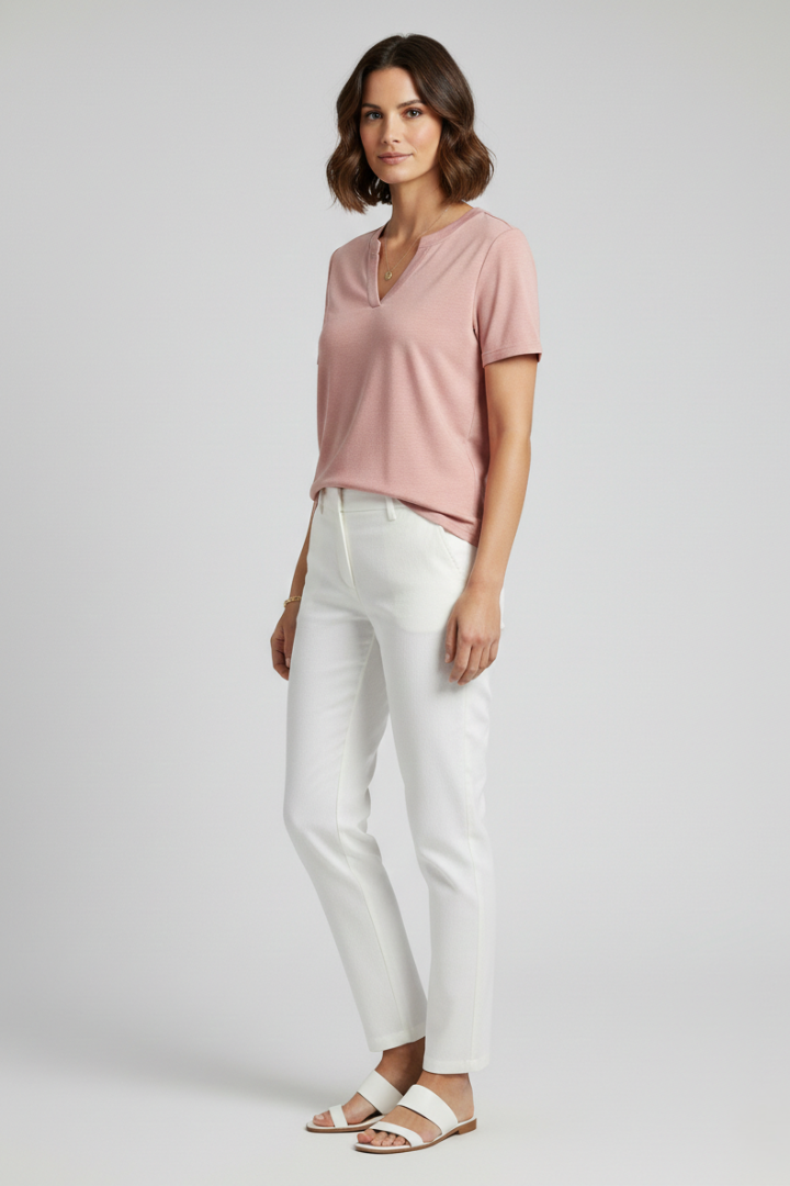 Women’s T-Shirt with V Neckline and Short Sleeves