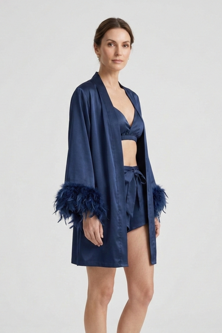 Women’s Three Piece Set with Robe and Shorts