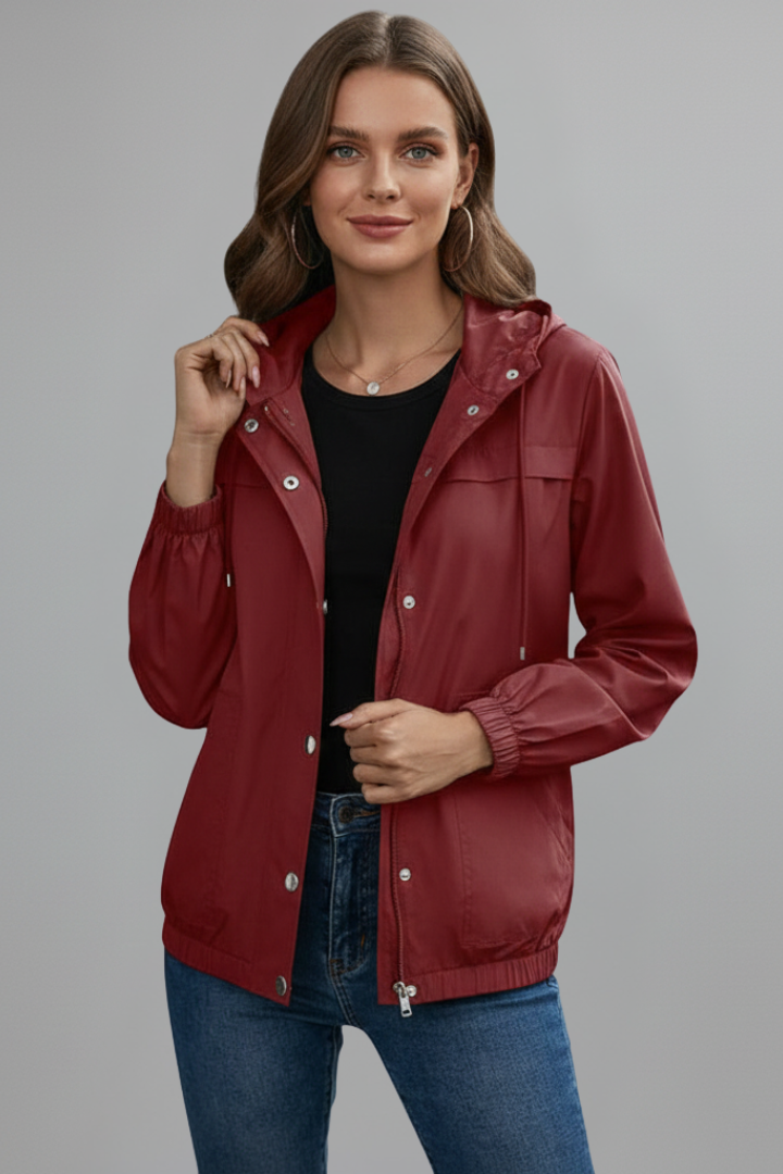 Women’s Trench Coat with Hood and Long Sleeves