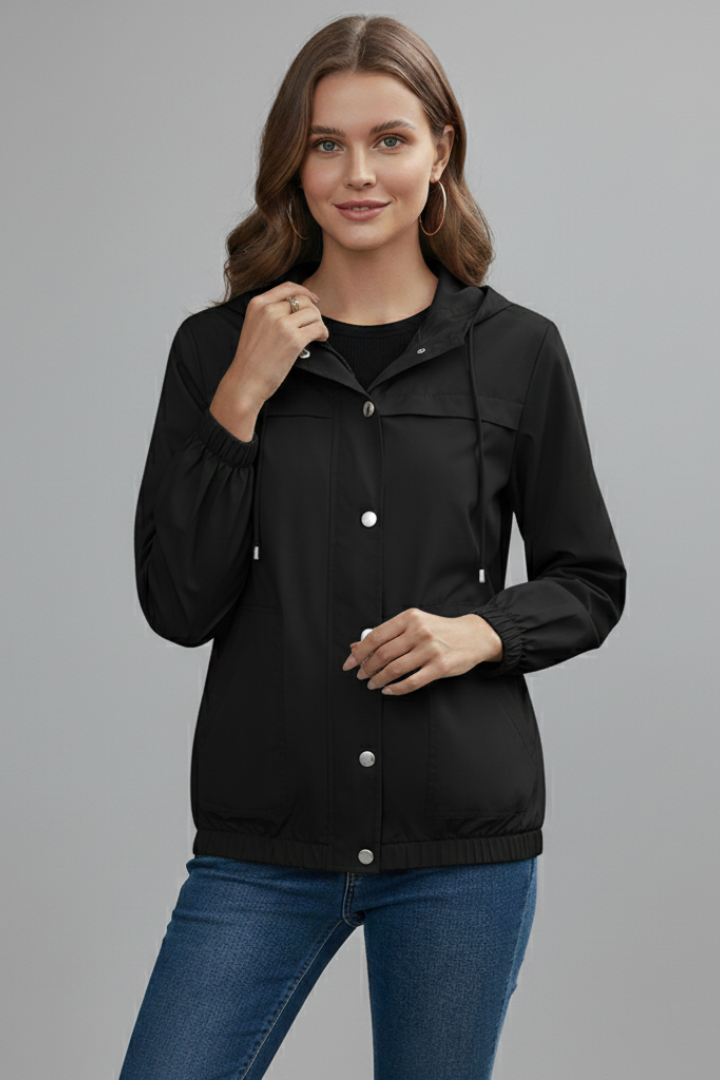 Women’s Trench Coat with Hood and Long Sleeves