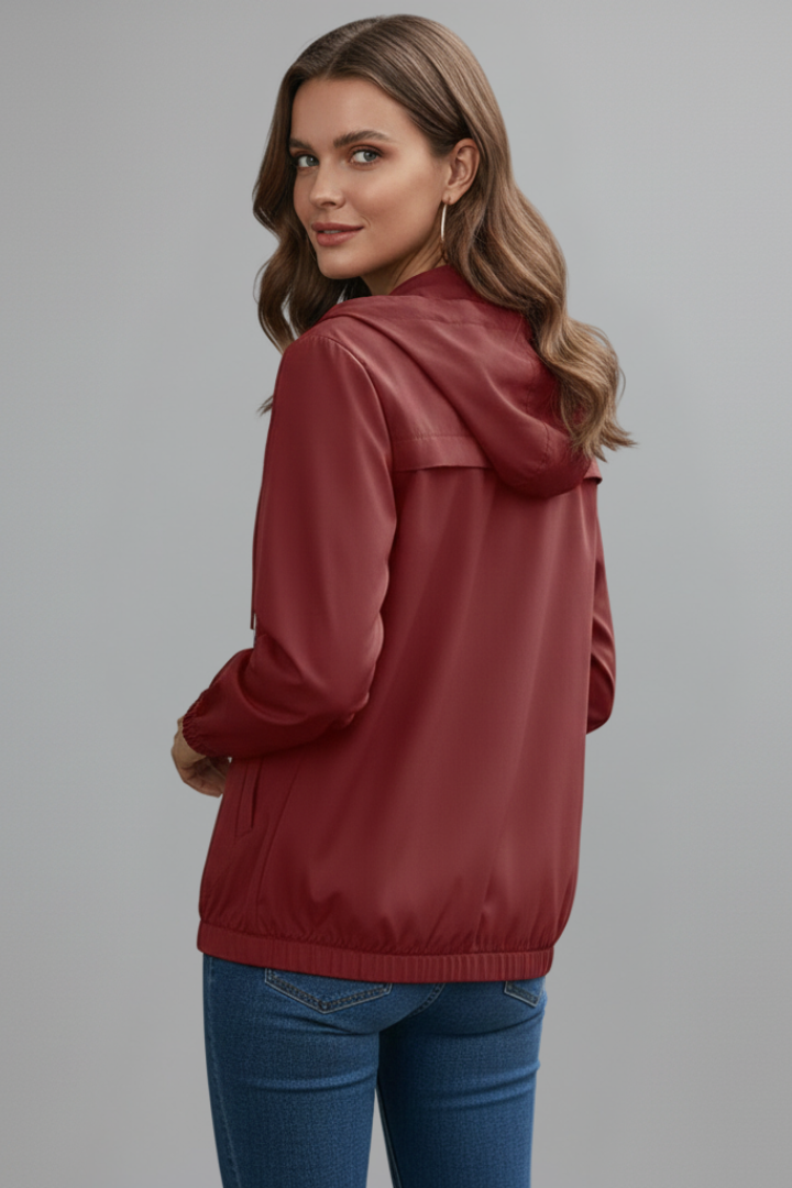 Women’s Trench Coat with Hood and Long Sleeves