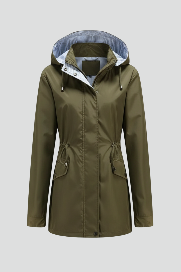 Women’s Trench Coat with Hood and Zip