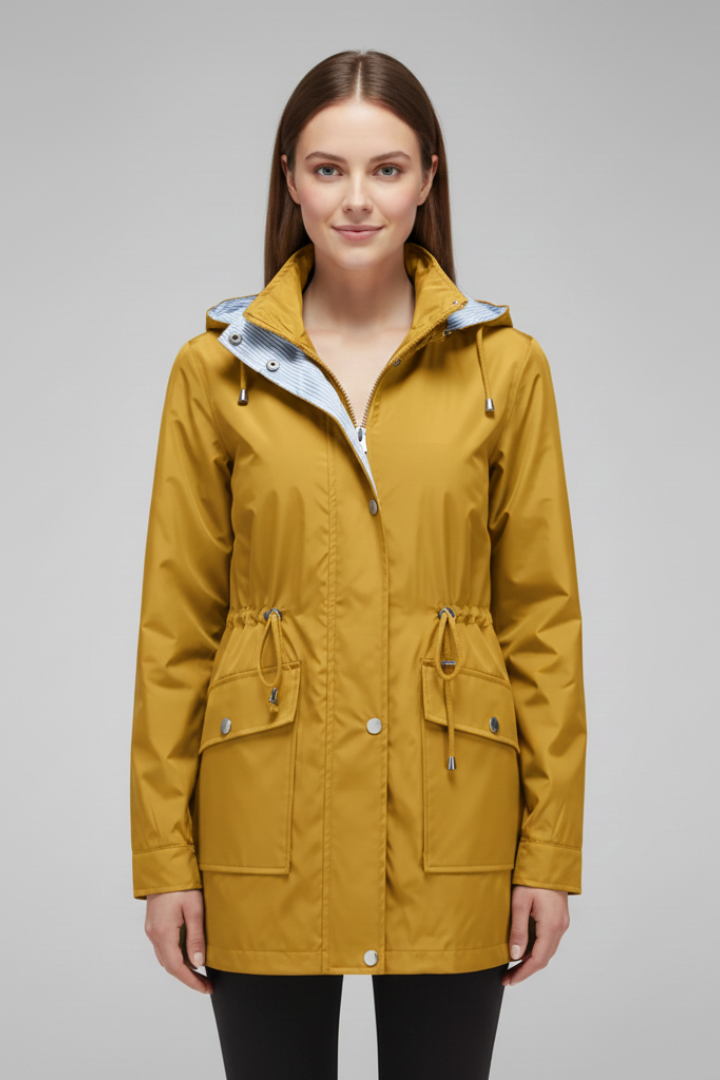 Women’s Trench Coat with Hood and Zip