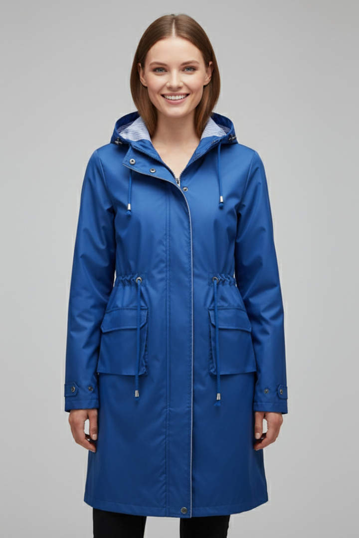 Women’s Trench Coat with Hood and Zip