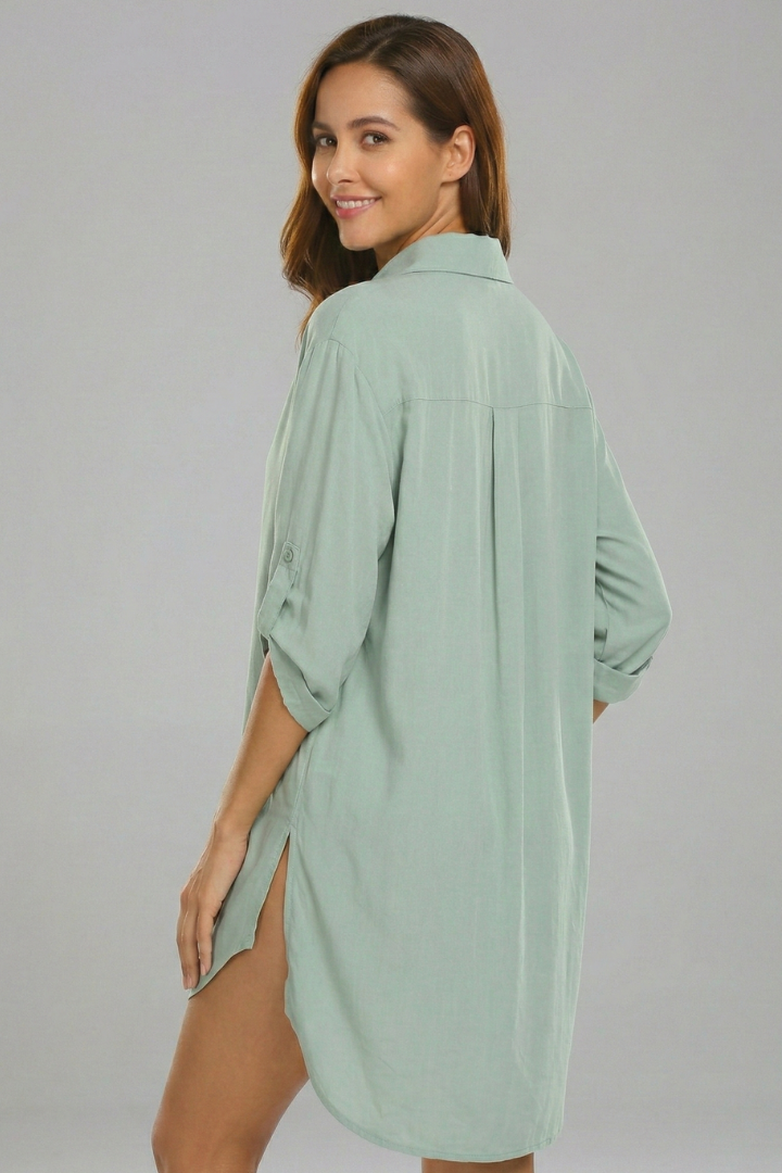 Women’s Tunic Dress with Collar and Long Sleeves