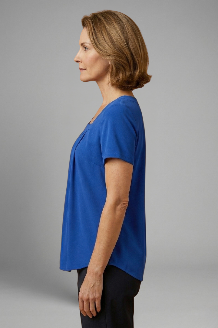 Women’s Tunic Top with Square Neck and Pleated Front