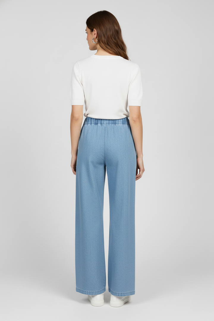 Women’s Wide Leg Jeans with Button Fly and Side Pockets