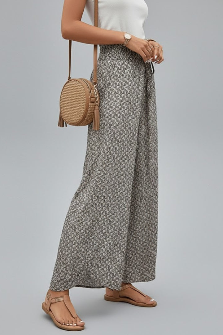 Women’s Wide Leg Pants with Printed Surface