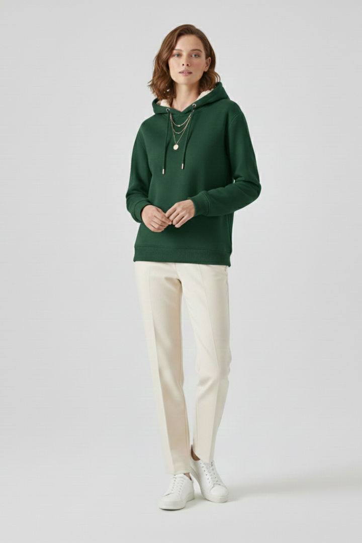 Women’s sweaters hoodie with sherpa lining and ribbed cuffs