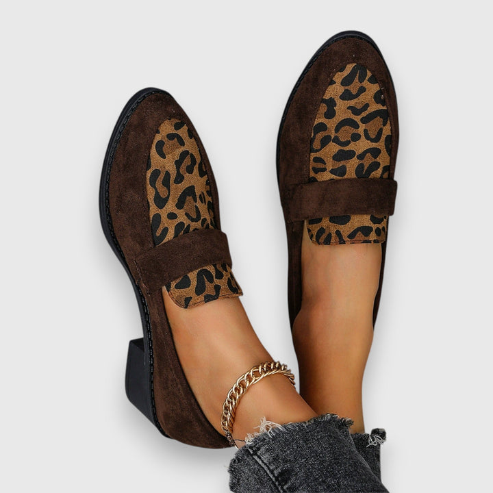 Grège Parisien Leopard Print Round-Toe Loafers