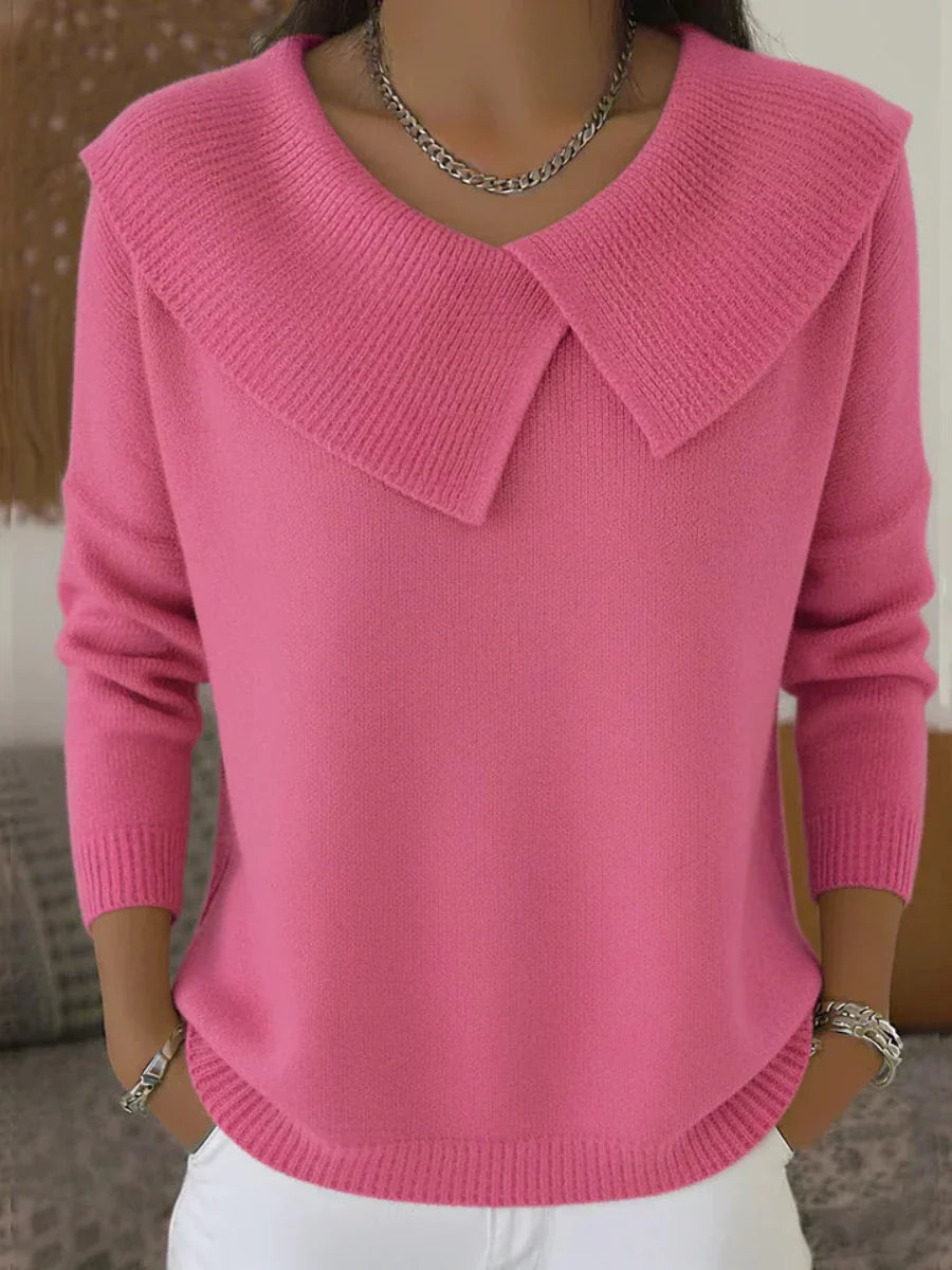 Ribbed Knit Jumper with Collar