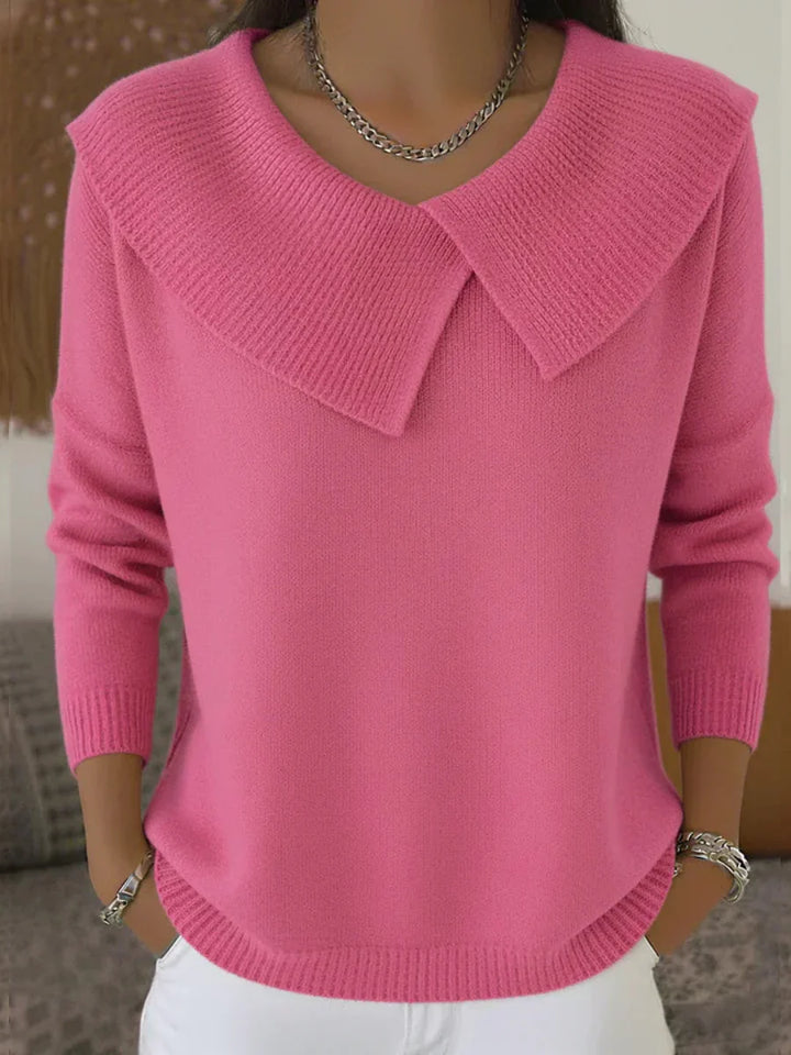 Ribbed Knit Jumper with Collar