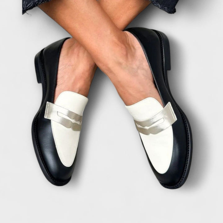 Black Metallic Structured Toe Loafers
