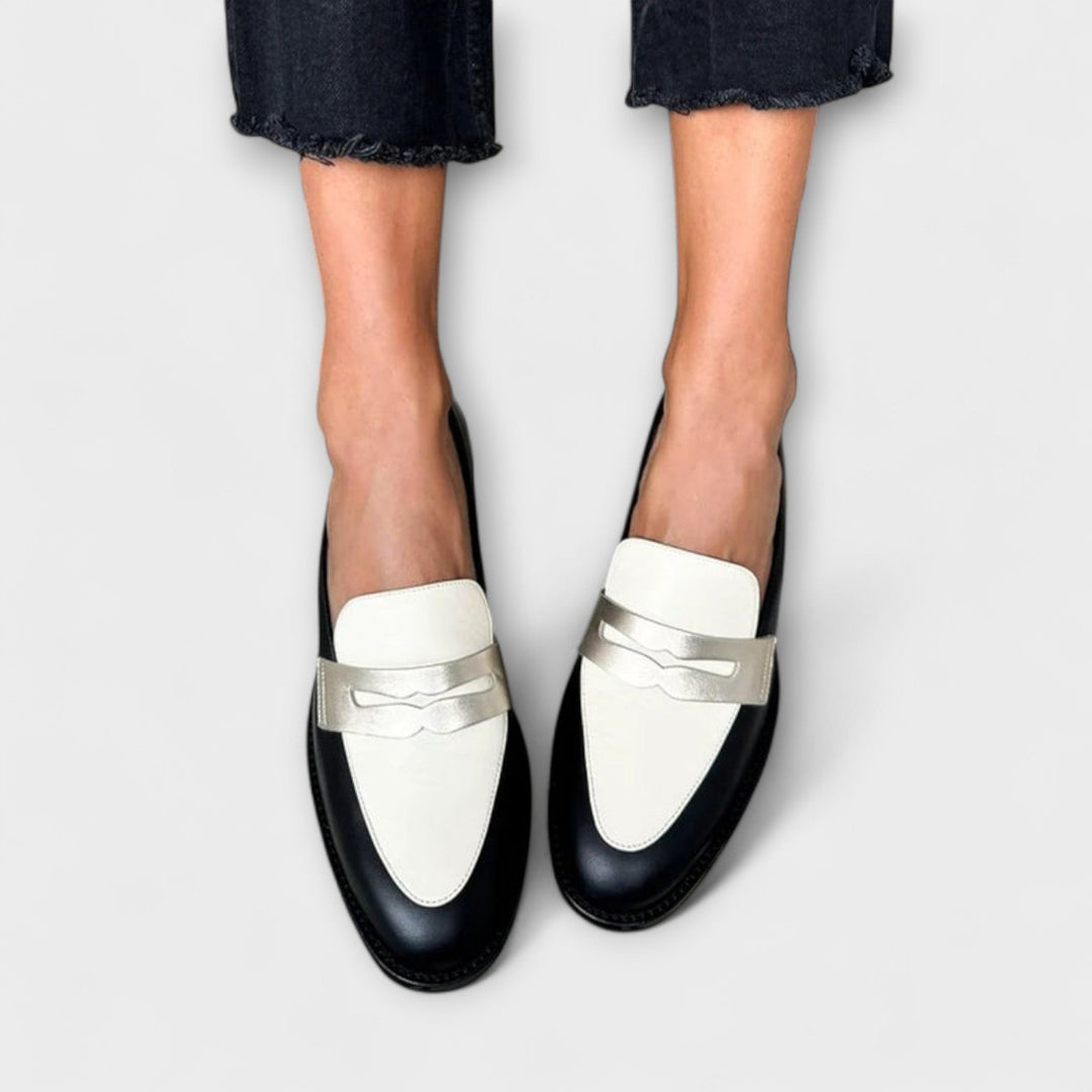 Black Metallic Structured Toe Loafers