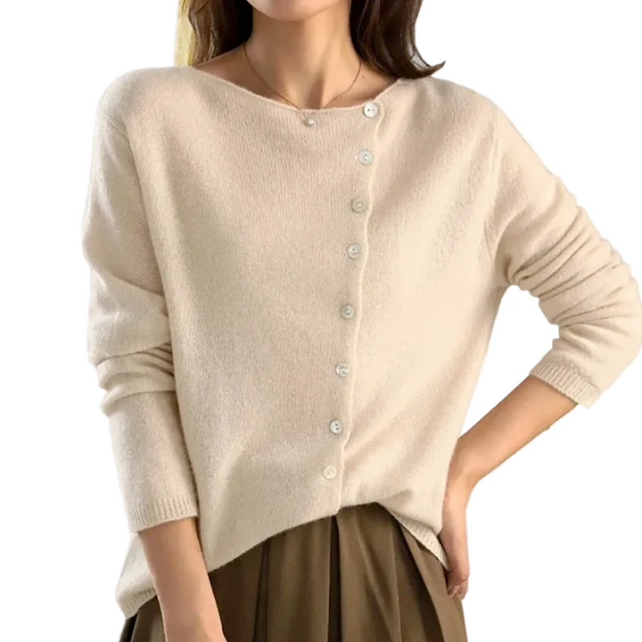Silvia | Cardigan en cachemire à col asymétrique boutonné (kopie)