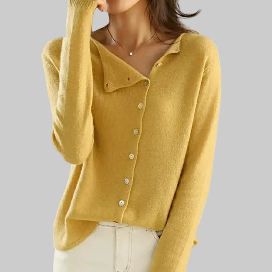 Silvia | Cardigan en cachemire à col asymétrique boutonné (kopie)