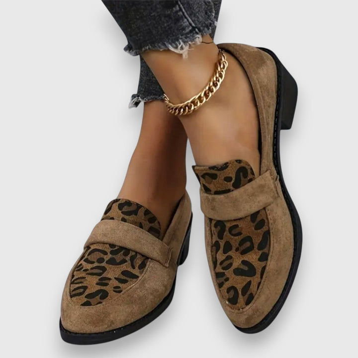 Grège Parisien Leopard Print Round-Toe Loafers