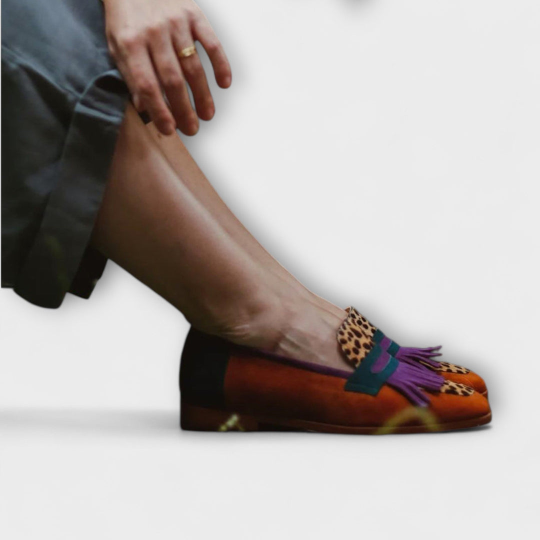 Brown Leopard Print Structured Loafers