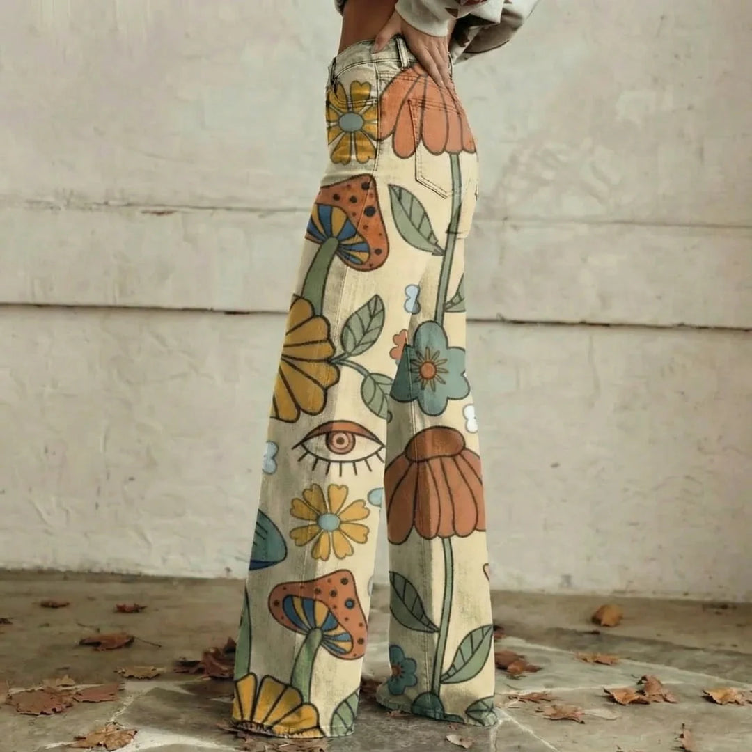 Willa | Illustrated Floral Jeans